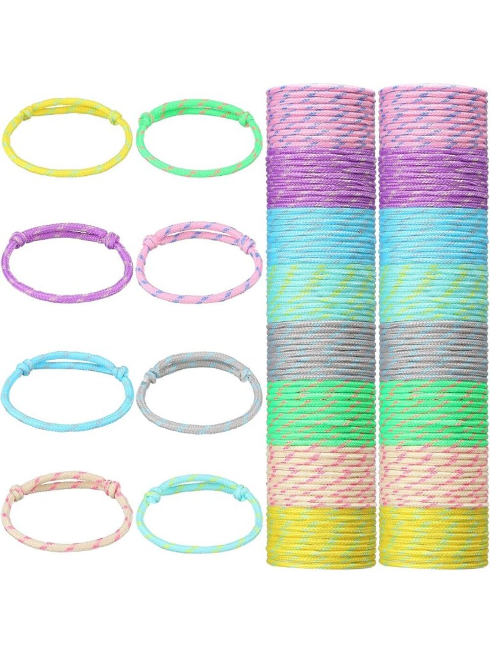 168 Pcs Adjustable Friendship Bracelets Set - Colorful Woven Rope, Macaron Style